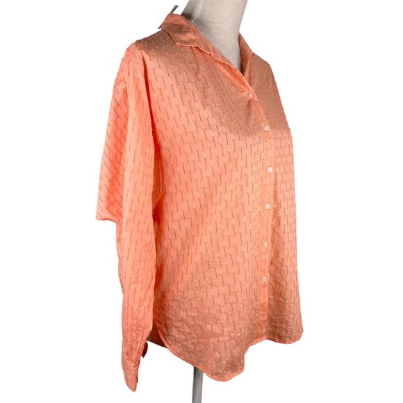 LOFT Button Down Shirt Peach Textured Small New - Picture 4 of 10